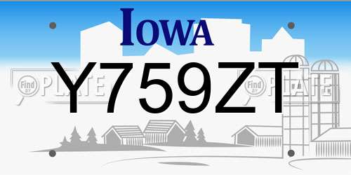 Y759ZT Iowa License Plate