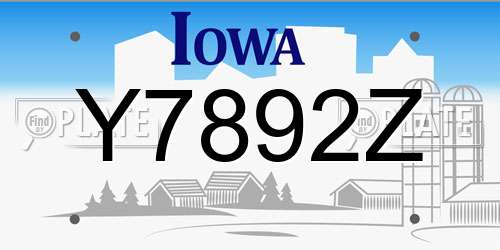 Y7892Z Iowa License Plate