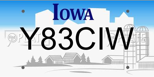 Y83CIW Iowa License Plate