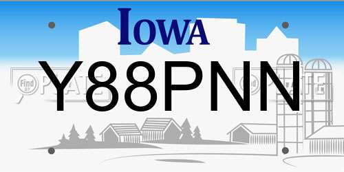 Y88PNN Iowa License Plate