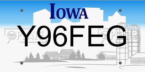 Y96FEG Iowa License Plate