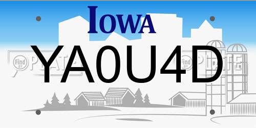 YA0U4D Iowa License Plate