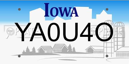 YA0U4O Iowa License Plate