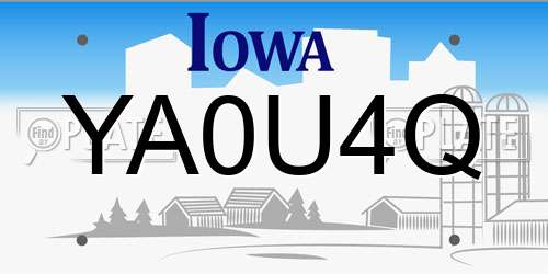 YA0U4Q Iowa License Plate