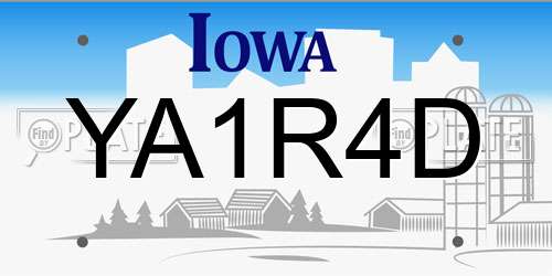 YA1R4D Iowa License Plate