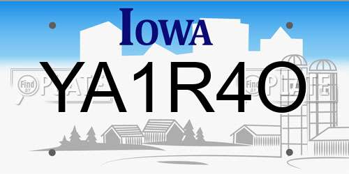 YA1R4O Iowa License Plate