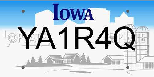 YA1R4Q Iowa License Plate