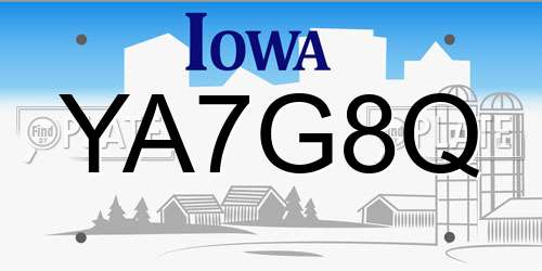 YA7G8Q Iowa License Plate