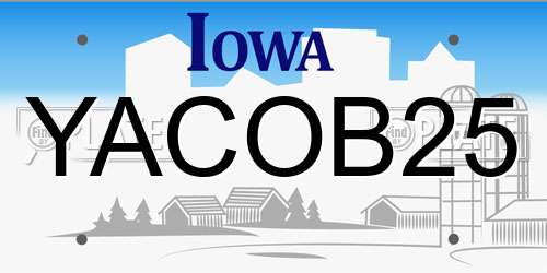 YACOB25 Iowa License Plate
