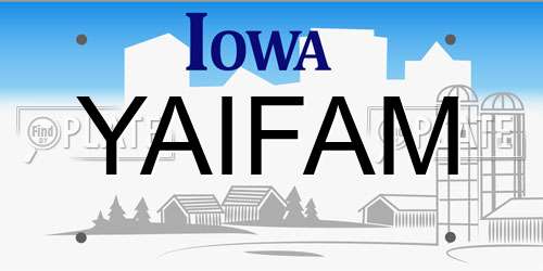 YAIFAM Iowa License Plate