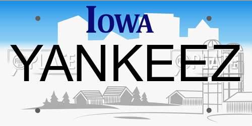 YANKEEZ Iowa License Plate