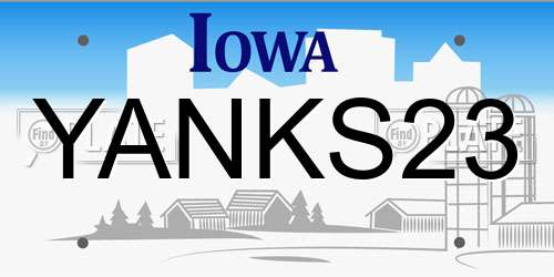 YANKS23 Iowa License Plate