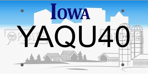YAQU40 Iowa License Plate