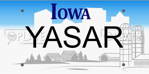 YASAR Iowa License Plate