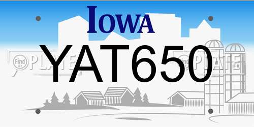 YAT650 Iowa License Plate