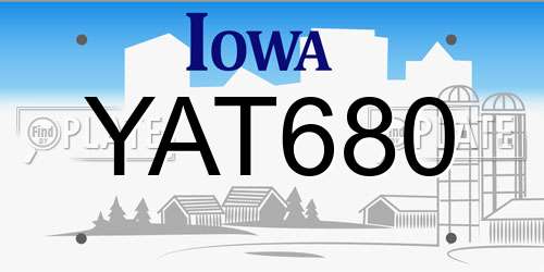 YAT680 Iowa License Plate