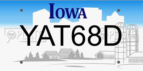 YAT68D Iowa License Plate