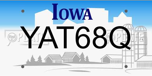 YAT68Q Iowa License Plate