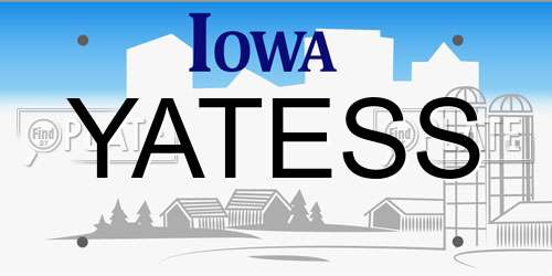 YATESS Iowa License Plate