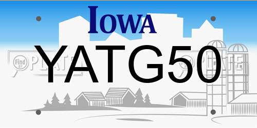 YATG50 Iowa License Plate