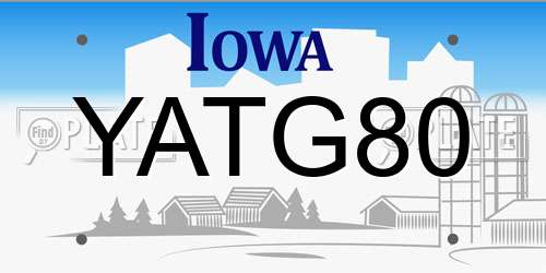 YATG80 Iowa License Plate