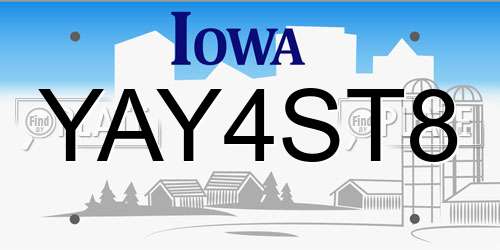 YAY4ST8 Iowa License Plate