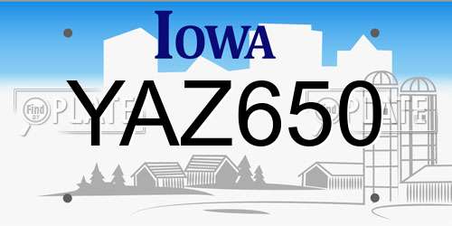 YAZ650 Iowa License Plate