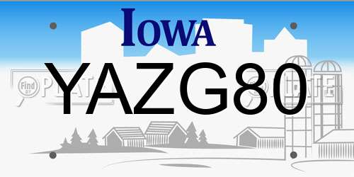 YAZG80 Iowa License Plate