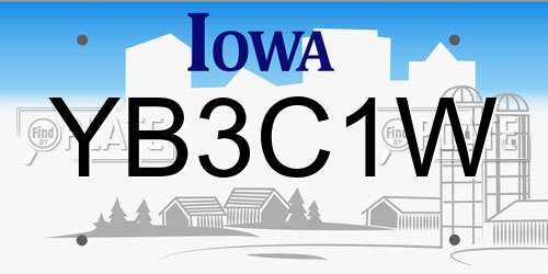 YB3C1W Iowa License Plate