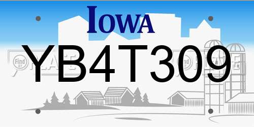 YB4T309 Iowa License Plate