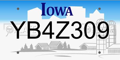 YB4Z309 Iowa License Plate