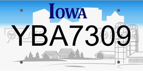 YBA7309 Iowa License Plate