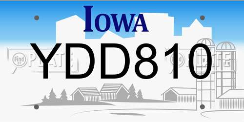 YDD810 Iowa License Plate