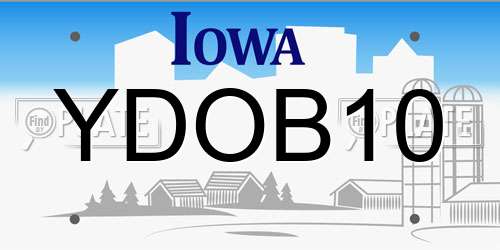 YDOB10 Iowa License Plate