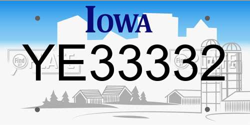 YE33332 Iowa License Plate