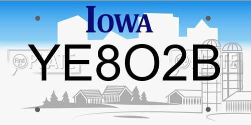 YE8O2B Iowa License Plate
