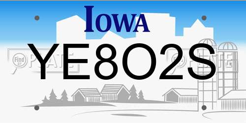 YE8O2S Iowa License Plate