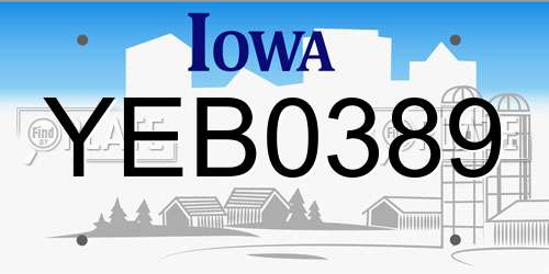 YEB0389 Iowa License Plate