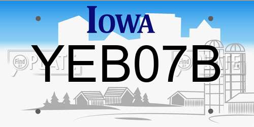 YEB07B Iowa License Plate