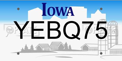 YEBQ75 Iowa License Plate