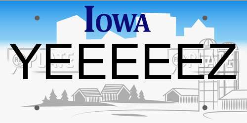 YEEEEEZ Iowa License Plate