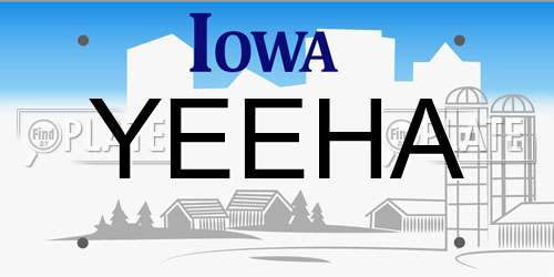 YEEHA Iowa License Plate