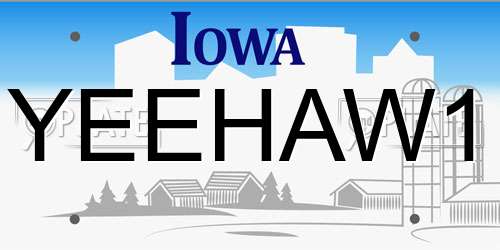 YEEHAW1 Iowa License Plate