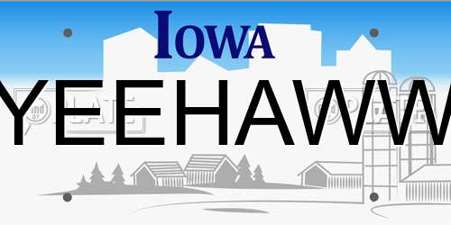 YEEHAWW Iowa License Plate