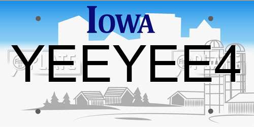 YEEYEE4 Iowa License Plate
