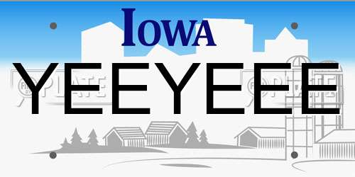 YEEYEEE Iowa License Plate