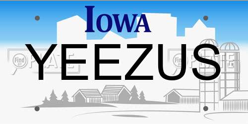 YEEZUS Iowa License Plate