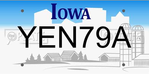 YEN79A Iowa License Plate