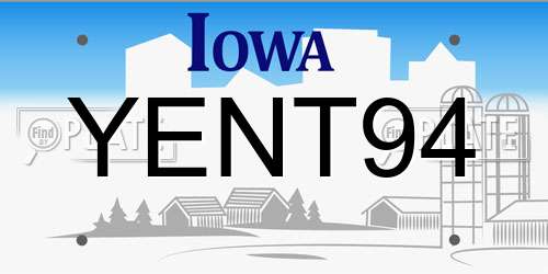 YENT94 Iowa License Plate
