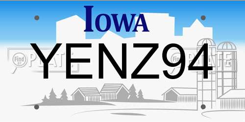 YENZ94 Iowa License Plate